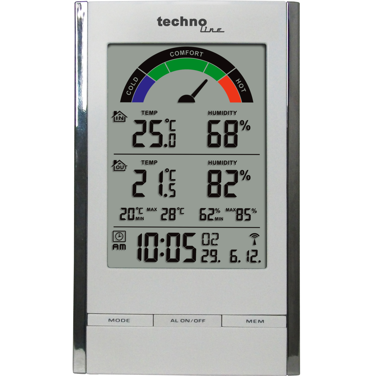 TechnoLine WS_7008 Thermometer Temperatur weiß-grau